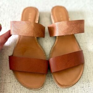 Sun + Stone Brown Sandals Two-Strap Design